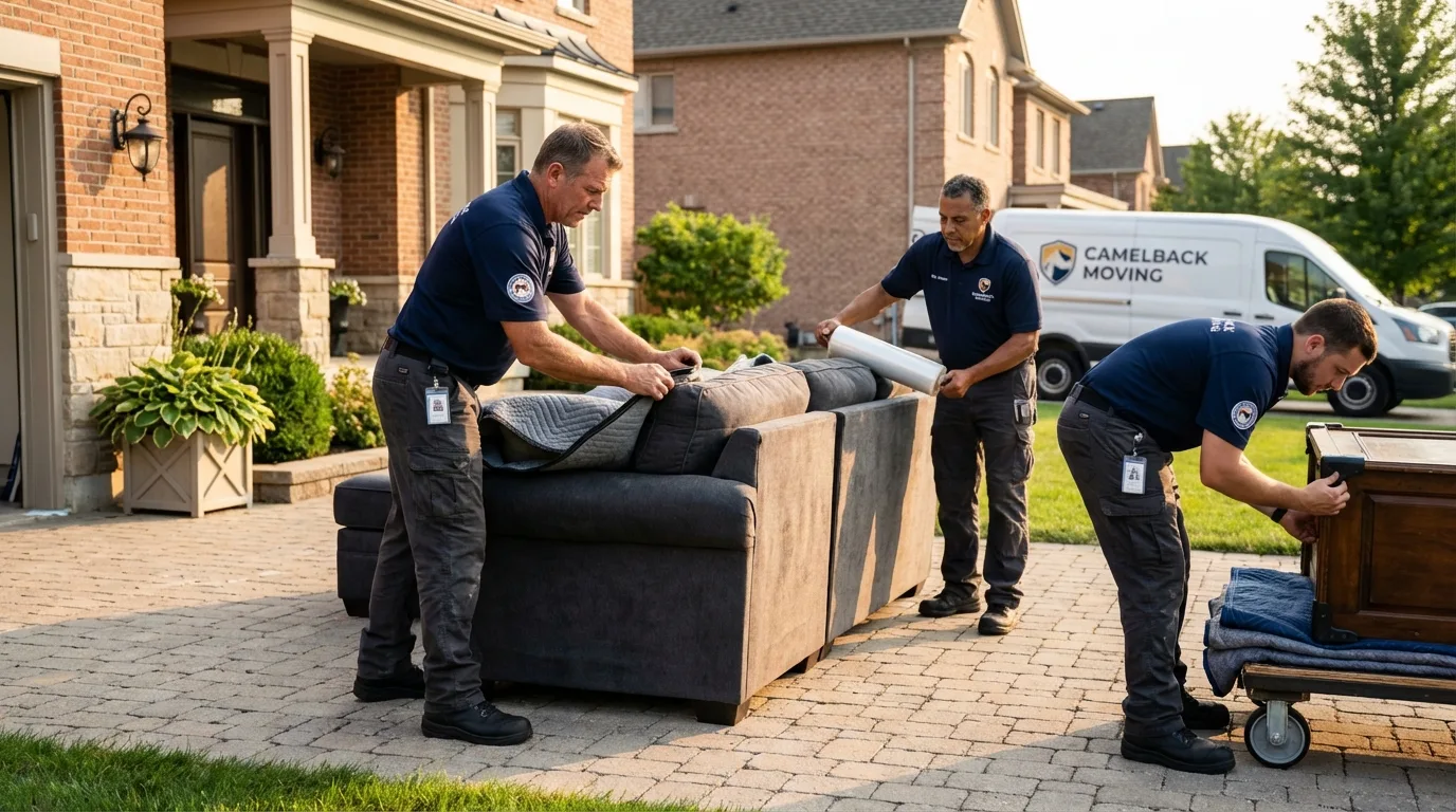 Large estate moving crew wrapping furniture in Fraser, CO