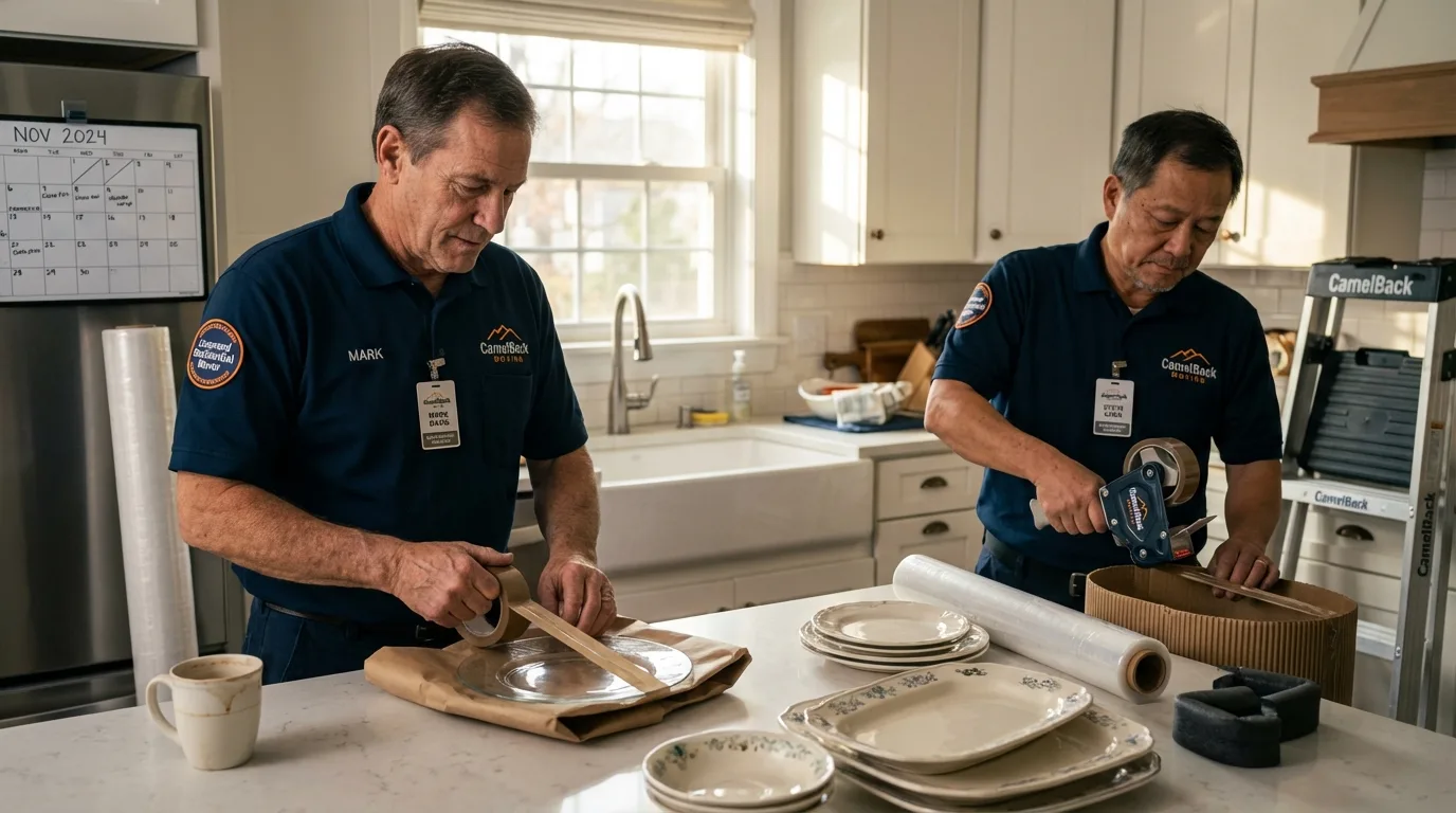Professional crew packing kitchen dishware in Fraser, CO